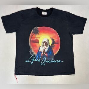 Lifted Anchors Graphic T-shirt Men XL Black Distressed Short Sleeve